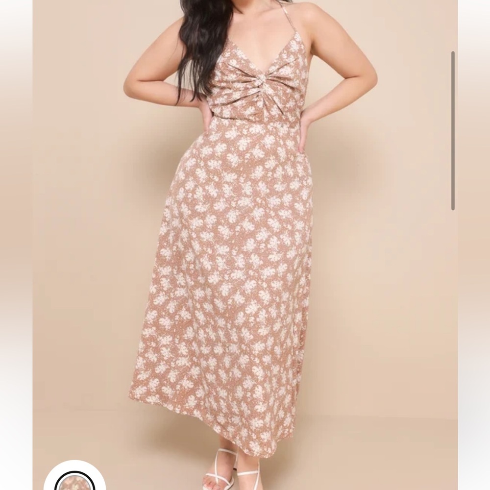 Brown floral strappy dress